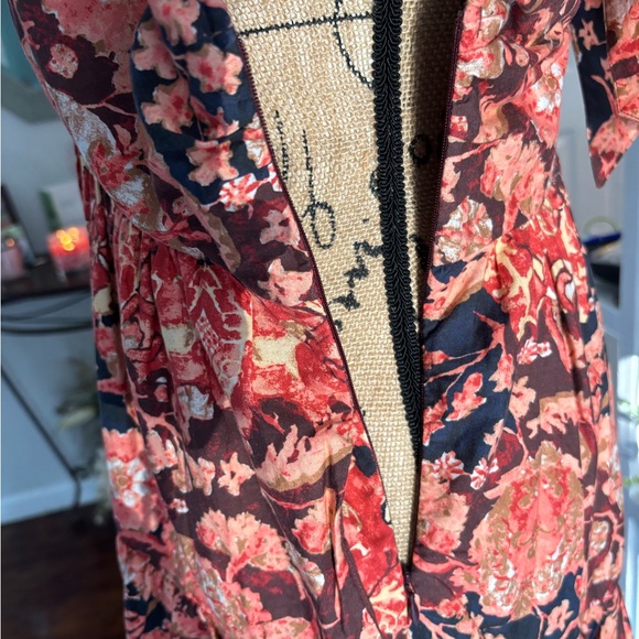 Anthropologie Floral Boho Midi Dress Size 10 NWT Brown Red‎ Tier Msrp 170 - Picture 10 of 11